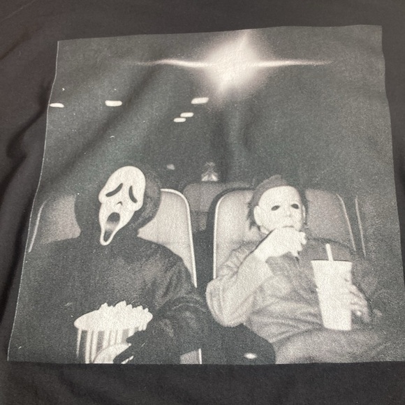 EUC XL Bella + Canvas Ghostface and Michael Myers Halloween Shirt - Picture 4 of 7